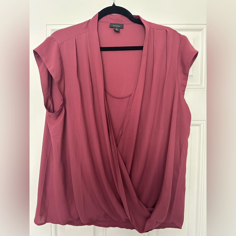 Halogen Nordstrom Women Wrap Front Surplice Split Neck Drapey Short Sleeve XL